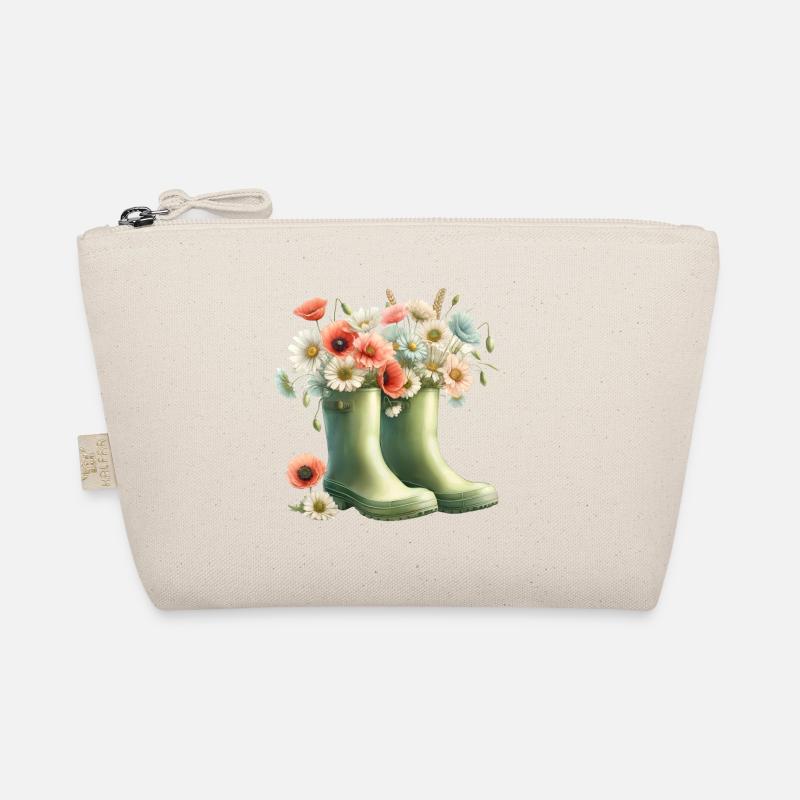 Motif de jardin : Deux bottes en caoutchouc vertes avec des fleurs Trousse biologique
