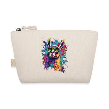 Lustiges Lama mit Sonnenbrille - Bio-Täschchen - Natur - Vorne