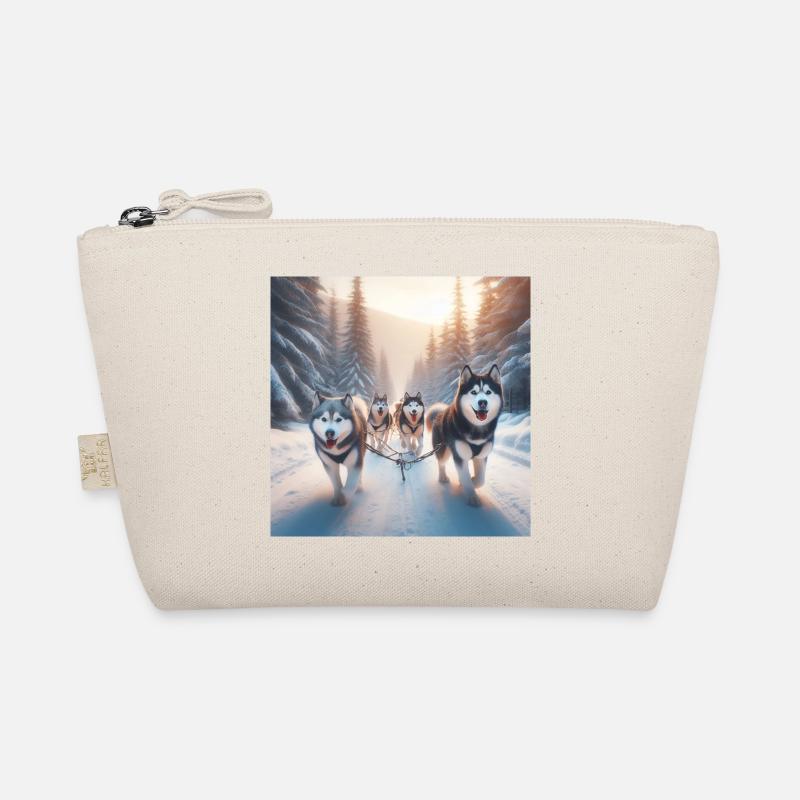 Huskies on a sled Organic Pouch