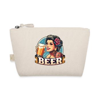 Retro Bier Schönheit - Stilvolle Bierliebhaber - Bio-Täschchen - Natur - Vorne