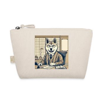 Akita at the Desk - Ukiyo-e Style - Organic Pouch - nature - Front