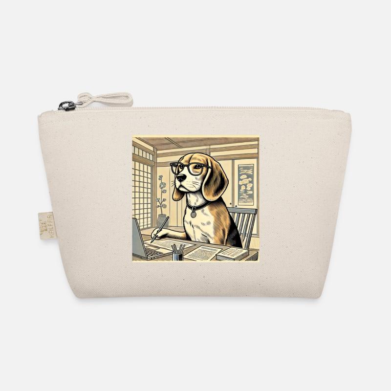 Beagle am Schreibtisch - Ukiyo-e Stil Bio-Täschchen