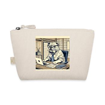 Bulldog at the Desk - Ukiyo-e Style - Organic Pouch - nature - Front