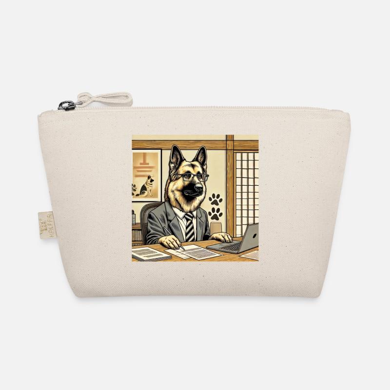 Schäferhund am Schreibtisch - Ukiyo-e Stil Bio-Täschchen