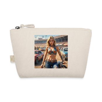 Rennsport Rebellin Denim Outfit - Bio-Täschchen - Natur - Vorne