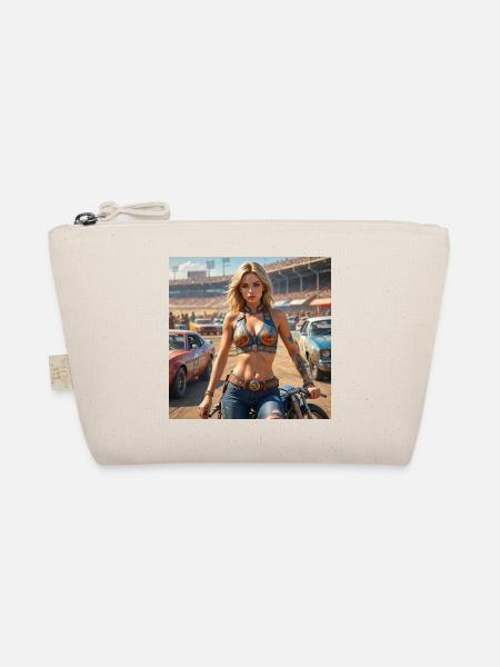Rennsport Rebellin Denim Outfit - Bio-Täschchen - Natur