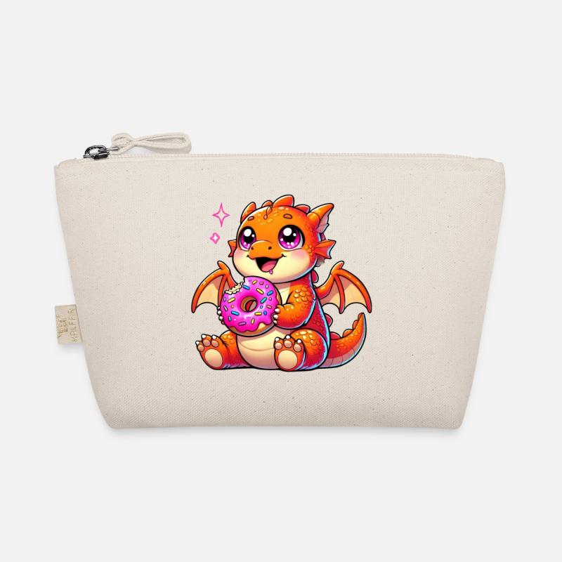 Bezaubernder Drache mit Donut - Comic Kunstwerk Bio-Täschchen