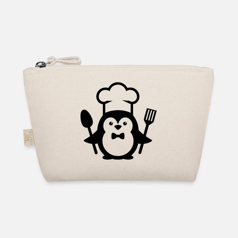 Penguin Chef Silhouette Minimalist with Spoon Organic Pouch