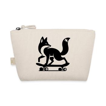 Fox Silhouette Minimalist Skateboard Skater - Organic Pouch - nature - Front