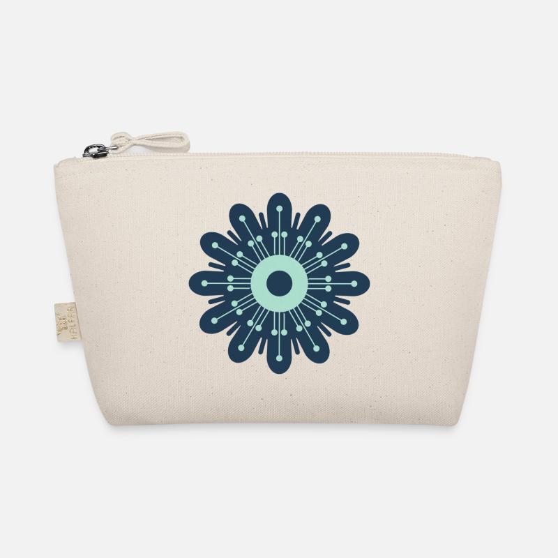 Dark Blue & Mint Green Flower Organic Pouch