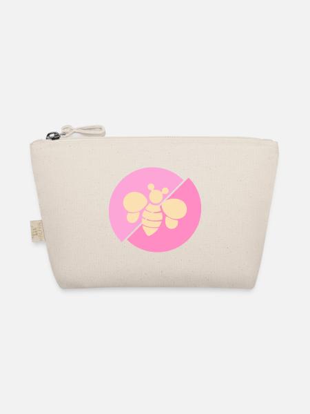 Pastel Pink Contrast Bee - Organic Pouch - nature - Front