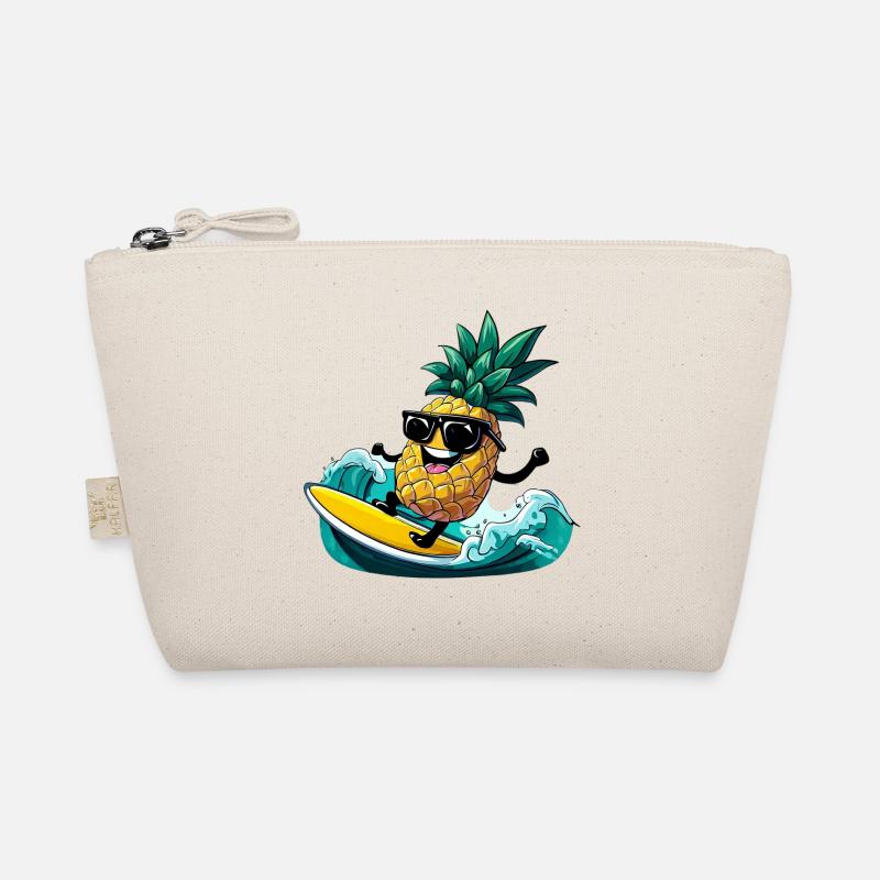 Ananas-Surfen mit Sonnenbrille am Meer - Bio-Täschchen - Natur