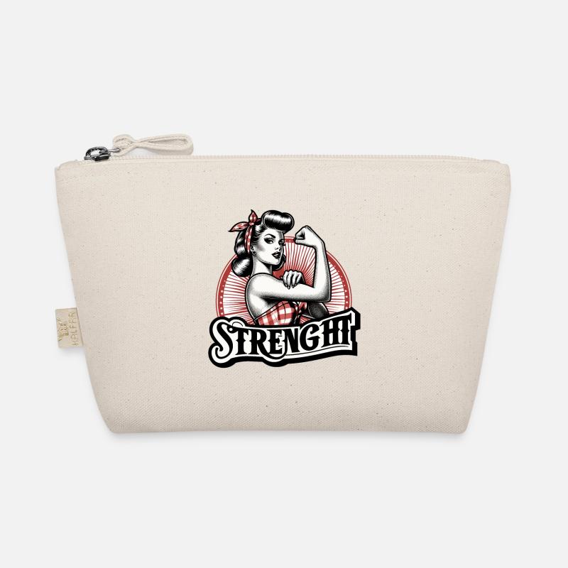 Stärke starke Frau Rockabilly Geschenk - Bio-Täschchen - Natur