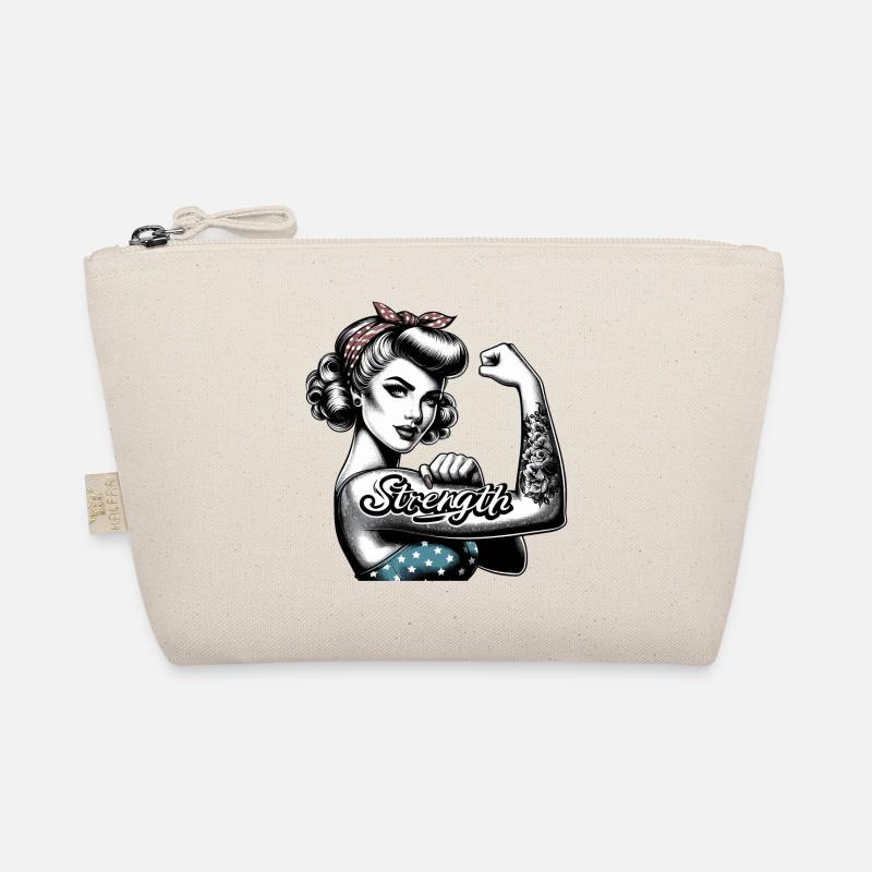 Stärke starke Frau Rockabilly Geschenk - Bio-Täschchen - Natur