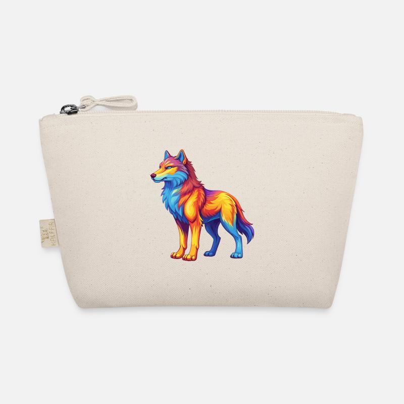 Arctic Wolf Bunte Kawaii Zeichentrickfigur - Bio-Täschchen - Natur