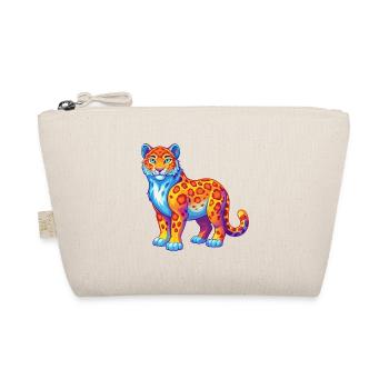 Snow Leopard Colorful Kawaii Cartoon Character - Organic Pouch - nature - Front