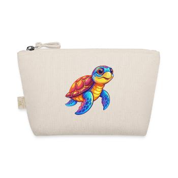 Sea Turtle Colorful Kawaii Cartoon Sea Animal - Organic Pouch - nature - Front