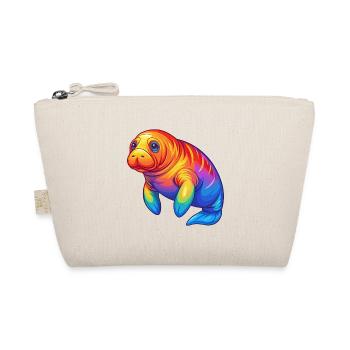Manatee Colorful Kawaii Cartoon Sea Animal - Organic Pouch - nature - Front
