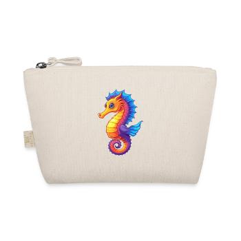 Yellow Seahorse Colorful Kawaii Cartoon Sea Animal - Organic Pouch - nature - Front