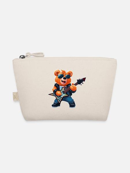 Heavy Metal Teddybär Gitarrist - Bio-Täschchen - Natur - Vorne