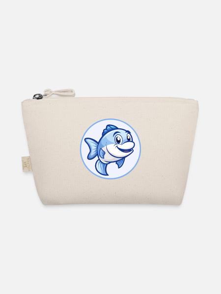 Fisch Blau Kawaii Cartoon Charakter Clipart Haustier - Bio-Täschchen - Natur