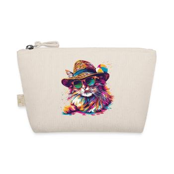 Katze mit Strandhut Sommer - Bio-Täschchen - Natur - Vorne