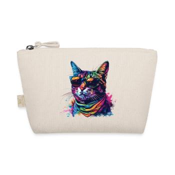 Regenbogen Graffiti Katze mit Sonnenbrille - Bio-Täschchen - Natur - Vorne