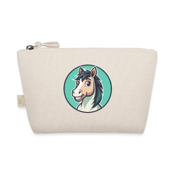 Horse Kawaii Cartoon Character Animal Pet Face - Organic Pouch - nature - Front