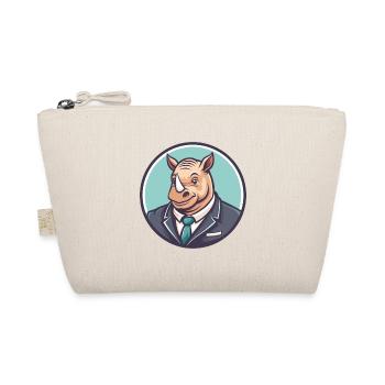 Rhino Kawaii Cartoon Character Animal Pet Face - Organic Pouch - nature - Front