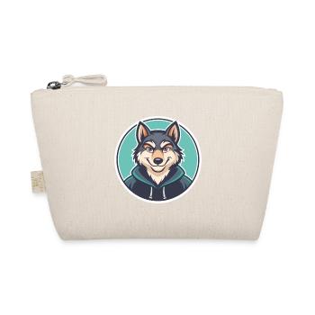 Wolf Kawaii Cartoon Character Animal Pet Face - Organic Pouch - nature - Front