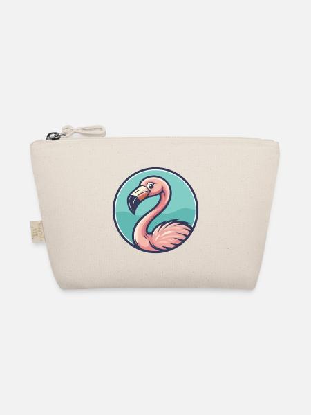 Flamingo Kawaii Cartoon Character Animal Pet Face - Organic Pouch - nature - Front