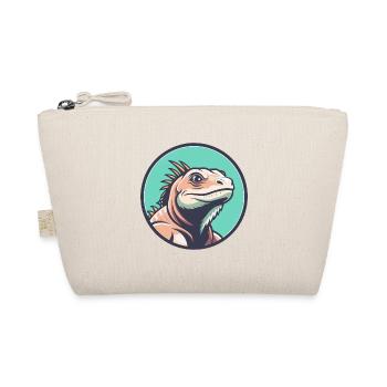 Iguana Kawaii Cartoon Character Animal Pet Face - Organic Pouch - nature - Front