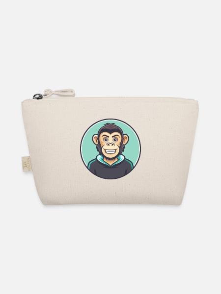 Monkey Kawaii Cartoon Character Animal Pet Face - Organic Pouch - nature - Front