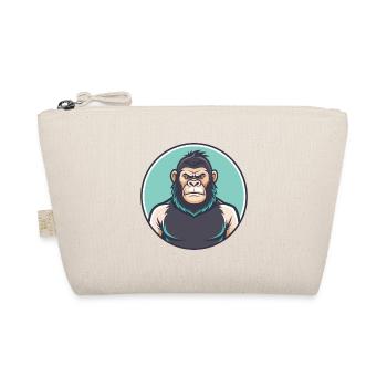 Gorilla Kawaii Cartoon Character Animal Pet Face - Organic Pouch - nature - Front