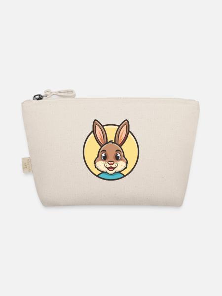 Kaninchen Kawaii Cartoon Figur Tier Haustier Gesicht - Bio-Täschchen - Natur - Vorne