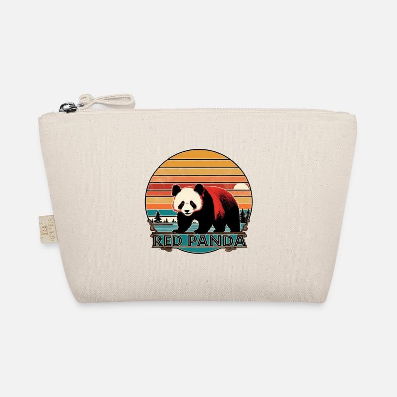 Roter Panda im Vintage-Stil - Bio-Täschchen - Natur