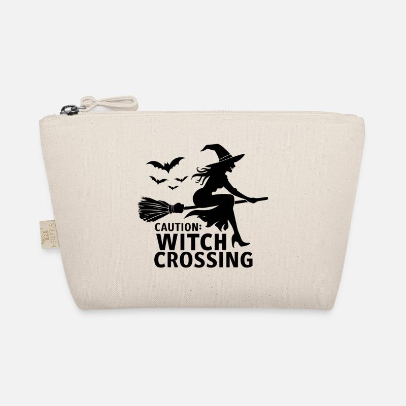 Halloween Hexe Hexenbesen Caution Witch Crossing Bio-Täschchen
