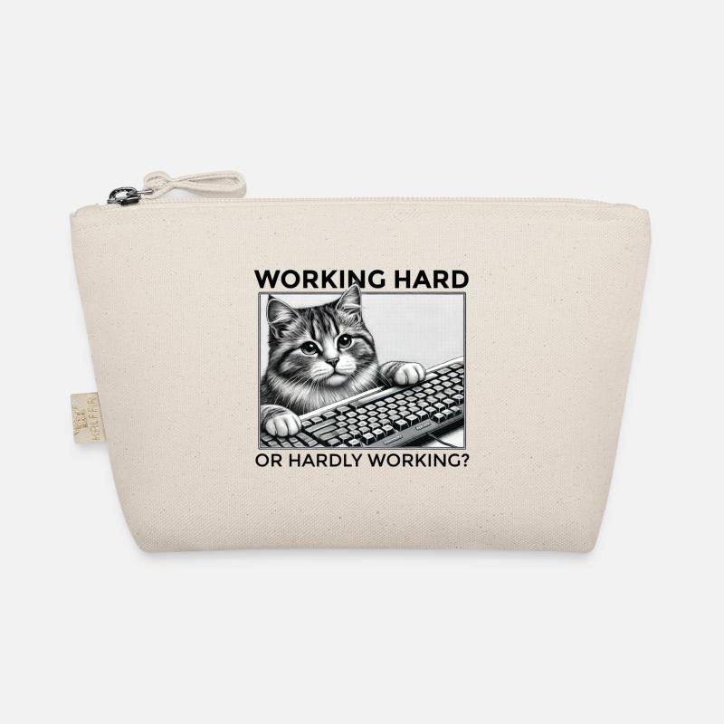 Humorous Keyboard Cat: Working Hard or Hardly Work Organic Pouch