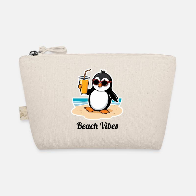 Lässiger Strand-Pinguin – Sommer Urlaubsfeeling Bio-Täschchen