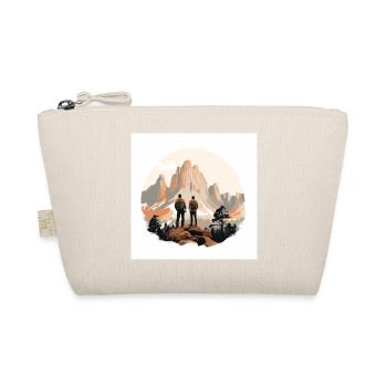 Hikers in front of an alpine landscape - Organic Pouch - nature - Front