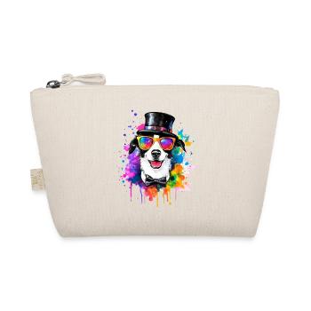 Party Hund mit Zylinder Hut Sonnenbrille Graffiti - Bio-Täschchen - Natur - Vorne