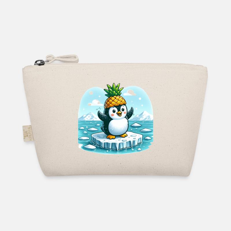 Witziger Pinguin mit Ananas auf Eisscholle Bio-Täschchen