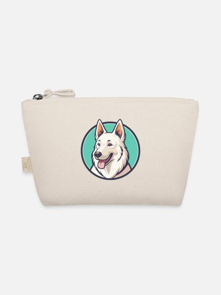 White Swiss Shepherd Dog Breed Cartoon Kawaii Pet - Organic Pouch - nature