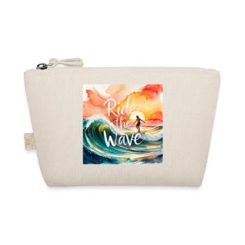 "Ride the Wave" Vintage Surf T-Shirt Design - Bio-Täschchen - Natur - Vorne