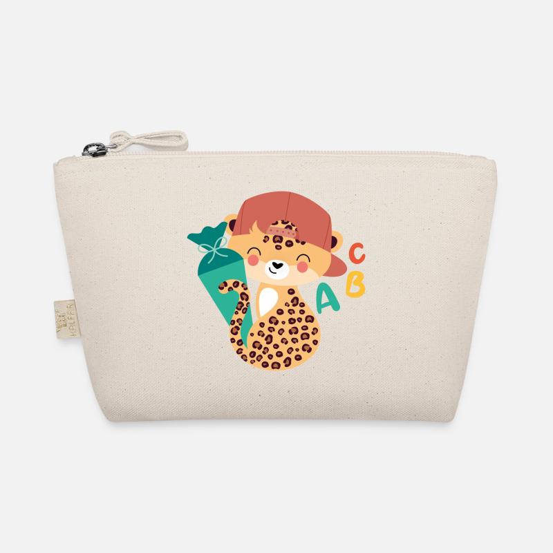 Leopard with school cone schoolchild Organic Pouch