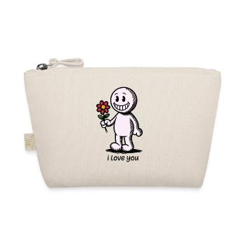 Stick figure with flower I LOVE YOU - Organic Pouch - nature - Front