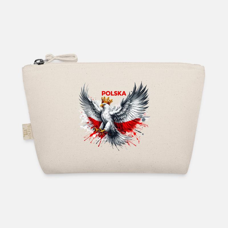 Polen Polska polnisch rot weiß Adler Krone Geschen - Bio-Täschchen - Natur