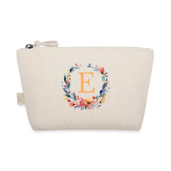 E Monogramm, Blumen-Kranz, personalisierbar - Bio-Täschchen - Natur - Vorne