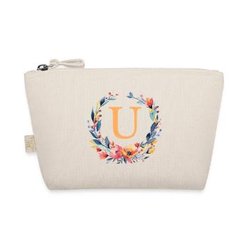U Monogramm, Blumen-Kreis, personalisierbar - Bio-Täschchen - Natur - Vorne