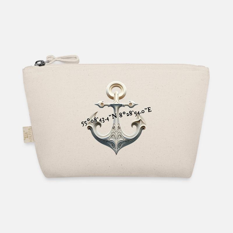 White anchor with coordinates Organic Pouch